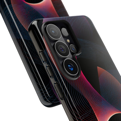 Black Tough Phone Case for Samsung - Cobalt Crimson Flux