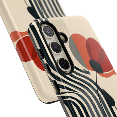Beige Tough Phone Case for Samsung - Crimson Line Bloom