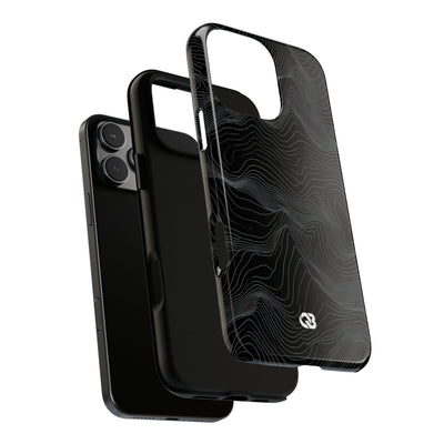 Black Tough Phone Case for iPhone - Obsidian Topo Wireframe