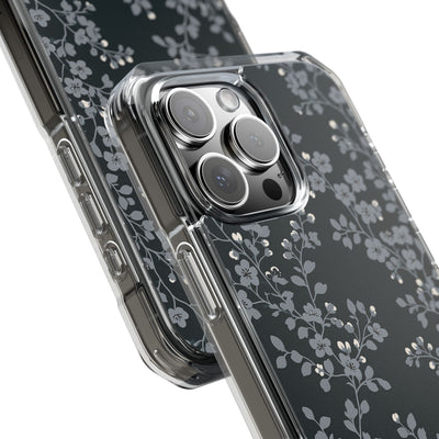 Black Impact MagSafe Phone Case for iPhone - Midnight Slate Blossom