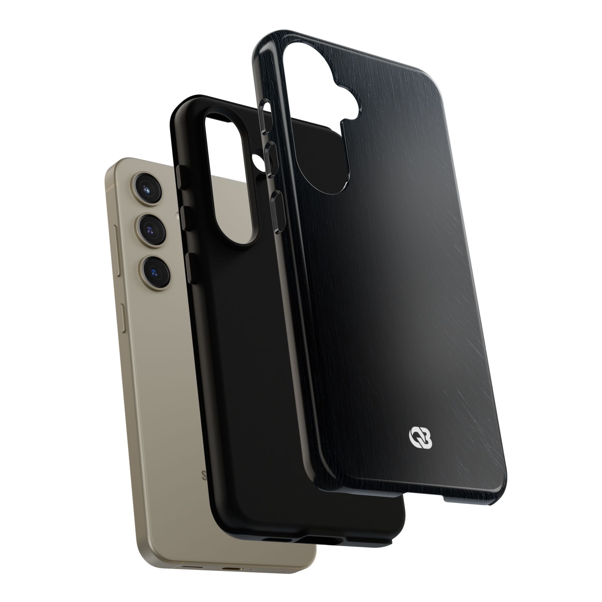 Black Tough Phone Case for Samsung - Midnight Brushed Grain