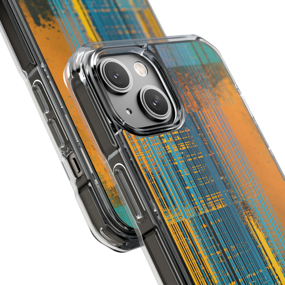 Cyber Glitch Stream · Clear Impact Magnetic Phone Case for iPhone · Teal