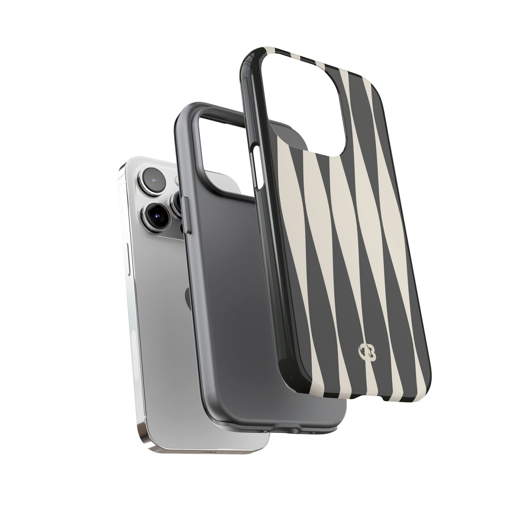 Black Tough Phone Case for iPhone - Ivory Spindle Grid