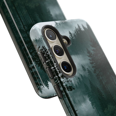 Green Tough Phone Case for Samsung - Misty Evergreen Mirror