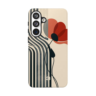 Beige Tough Phone Case for Samsung - Crimson Line Bloom