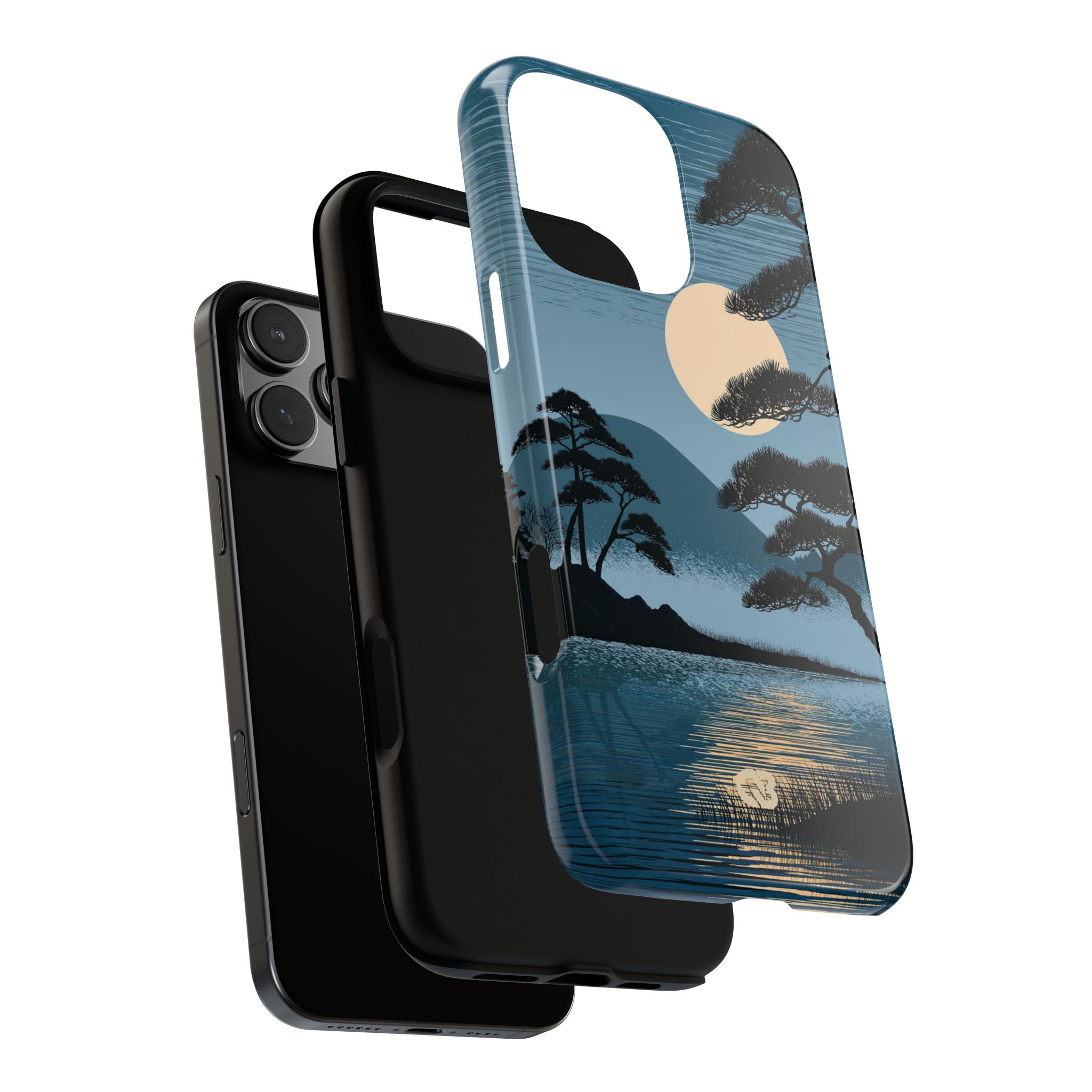 Blue Tough Phone Case for iPhone - Midnight Kyoto Pine