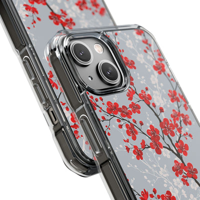 Grey Impact MagSafe Phone Case for iPhone - Crimson Sakura Slate