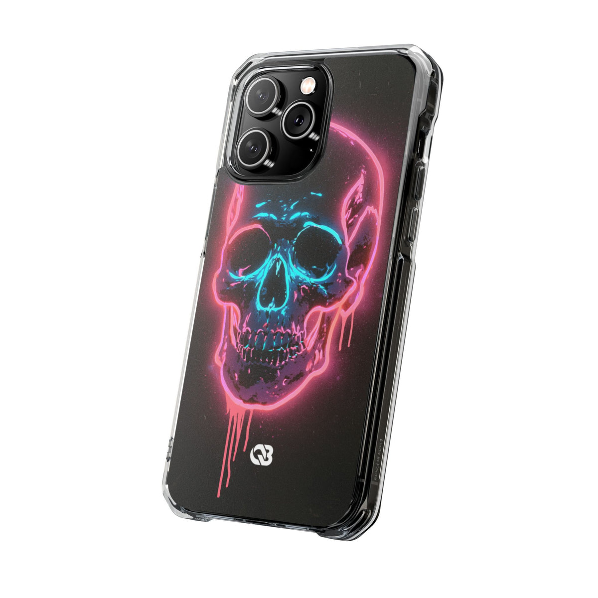 Neon Drip Skull · Clear Impact Magnetic Phone Case for iPhone · Black