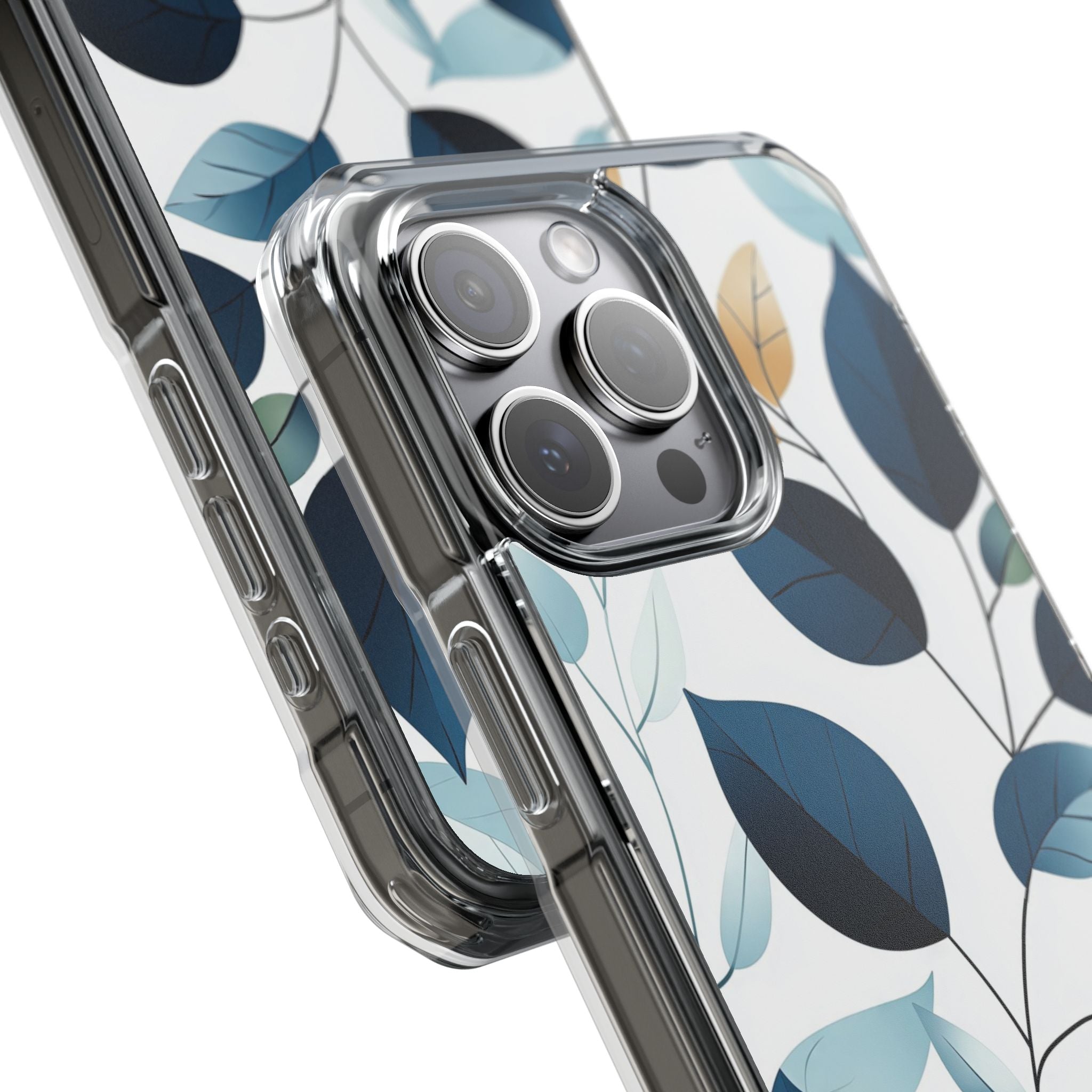 Laivastonsininen lehtien suonet iPhone 15 Pro Max - Impact suojakotelo