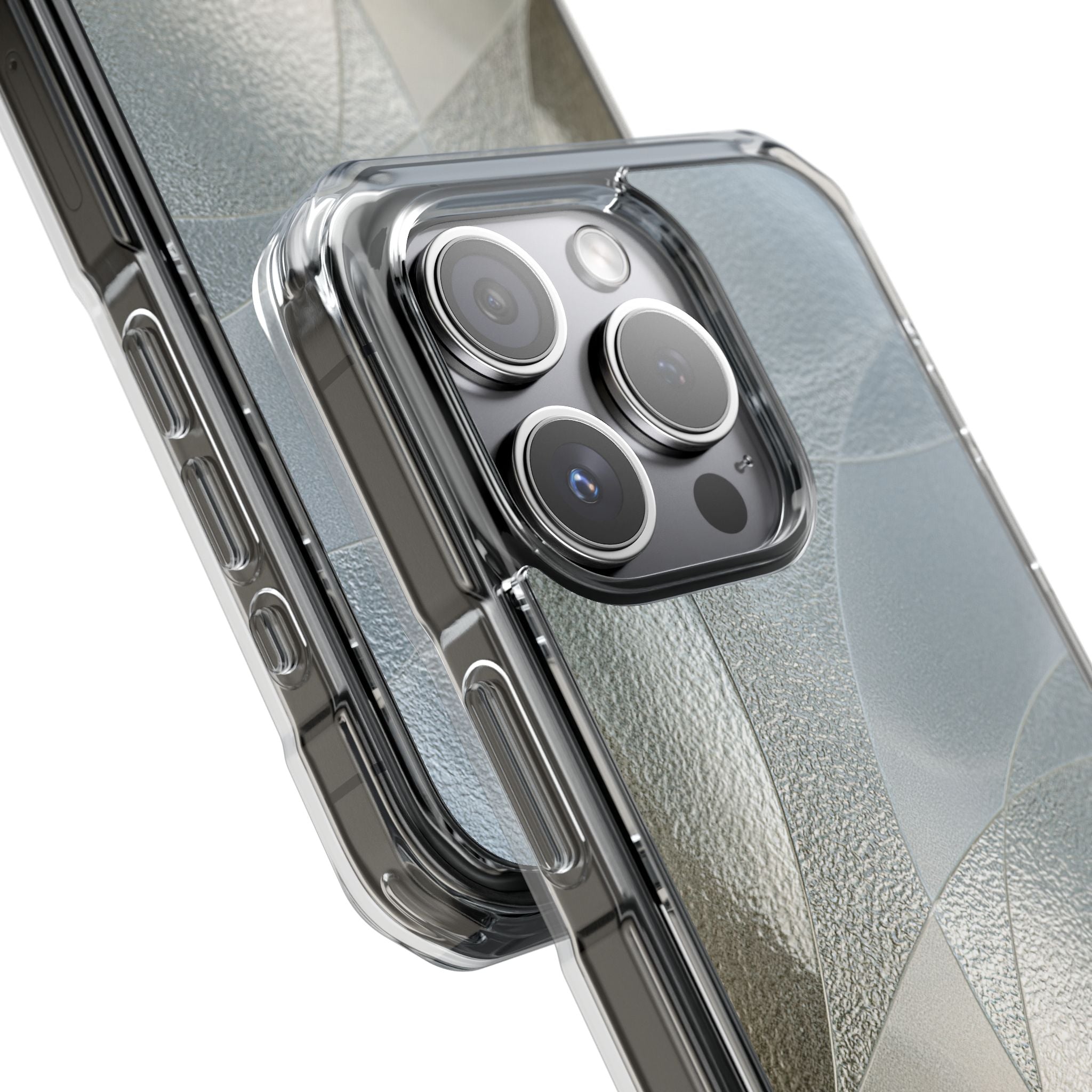 Silver Impact MagSafe Phone Case for iPhone - Frosted Silver Mosaic