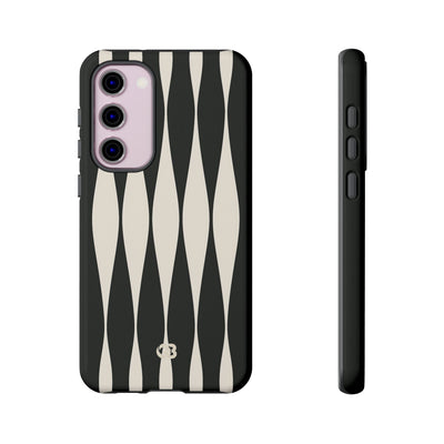 Black Tough Phone Case for Samsung - Ivory Spindle Grid