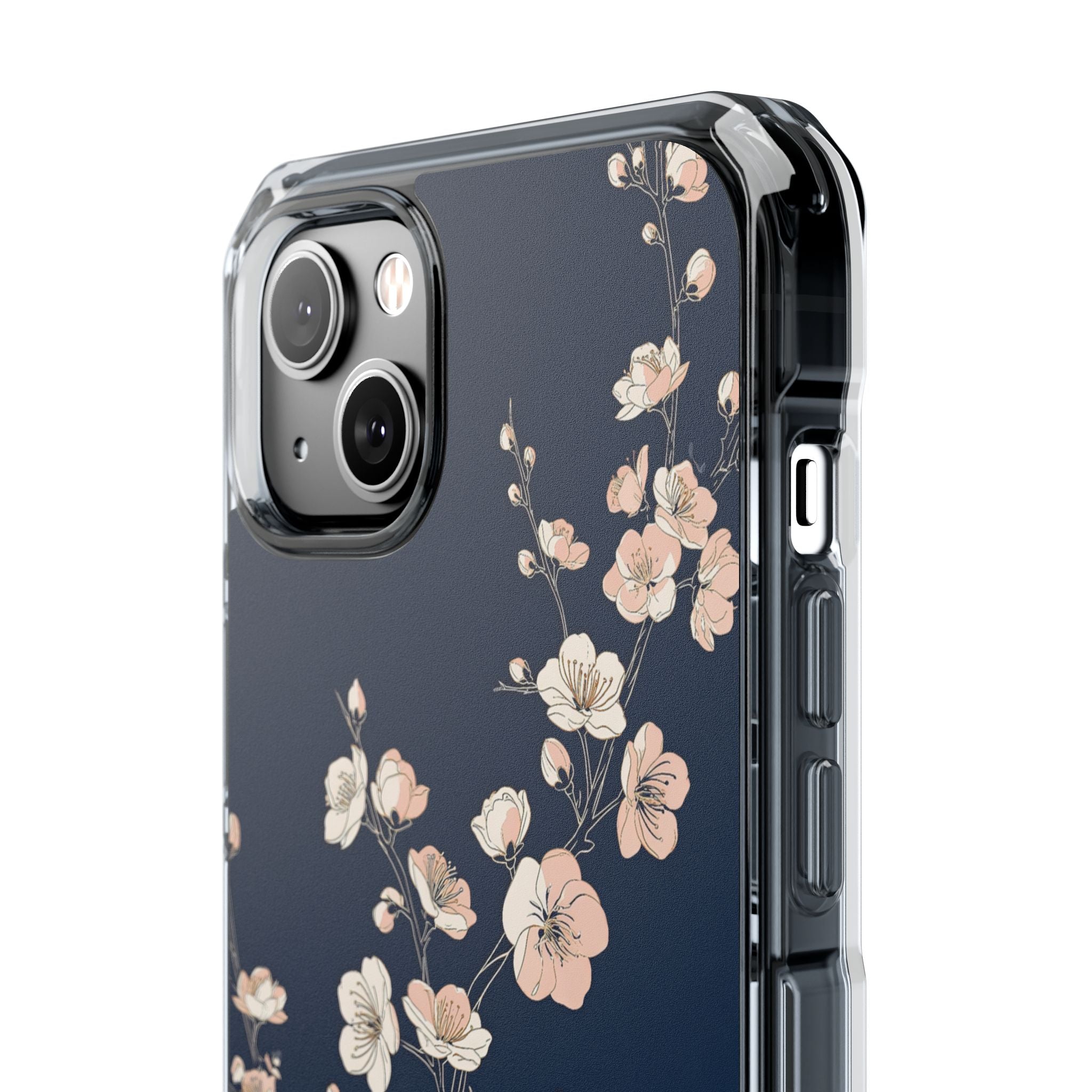 Blue Impact MagSafe Phone Case for iPhone - Midnight Peach Sakura