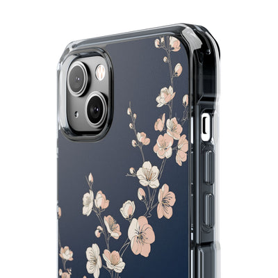 Blue Impact MagSafe Phone Case for iPhone - Midnight Peach Sakura
