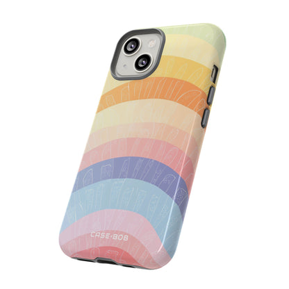 Pastel Rainbow Bands iPhone 14 Skal - Tough