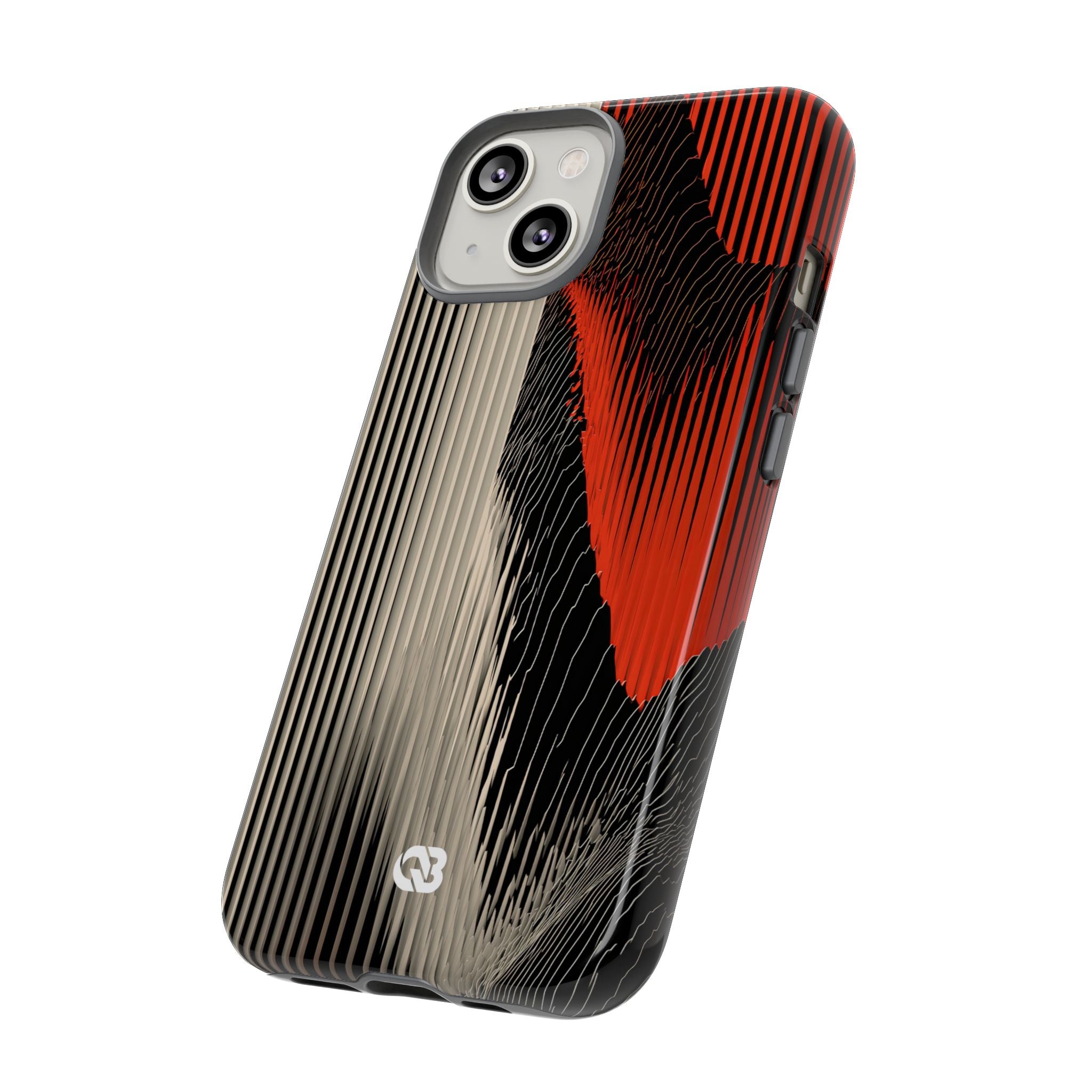Red Tough Phone Case for iPhone - Crimson Pulse Topo