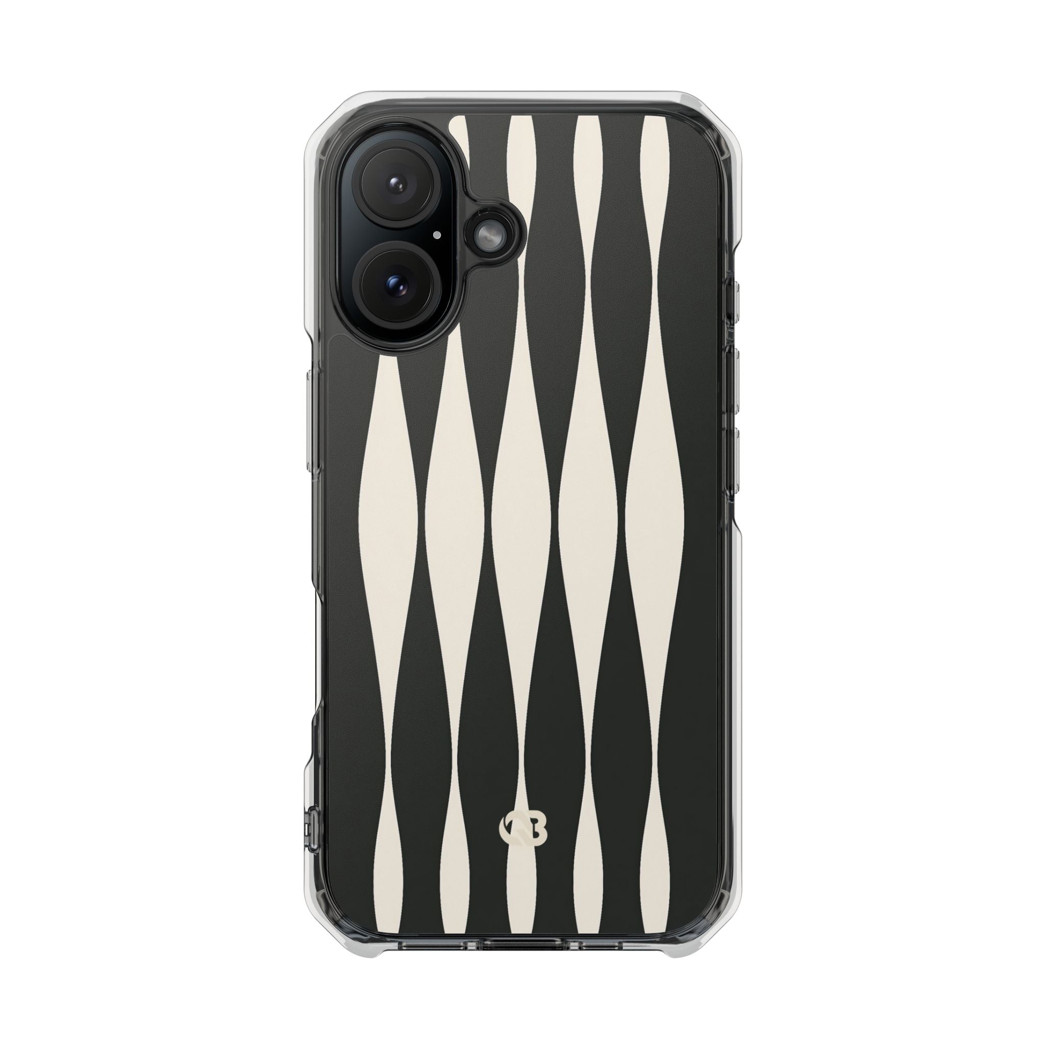 Black Impact MagSafe Phone Case for iPhone - Ivory Spindle Grid