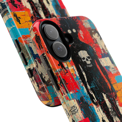 Spiky Skull Silhouette iPhone 16 Plus Case - Tough