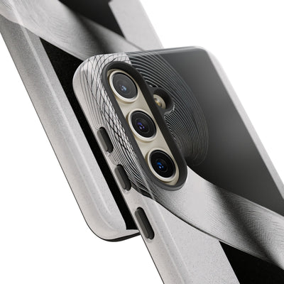 Grey Tough Phone Case for Samsung - Obsidian Moiré Wave