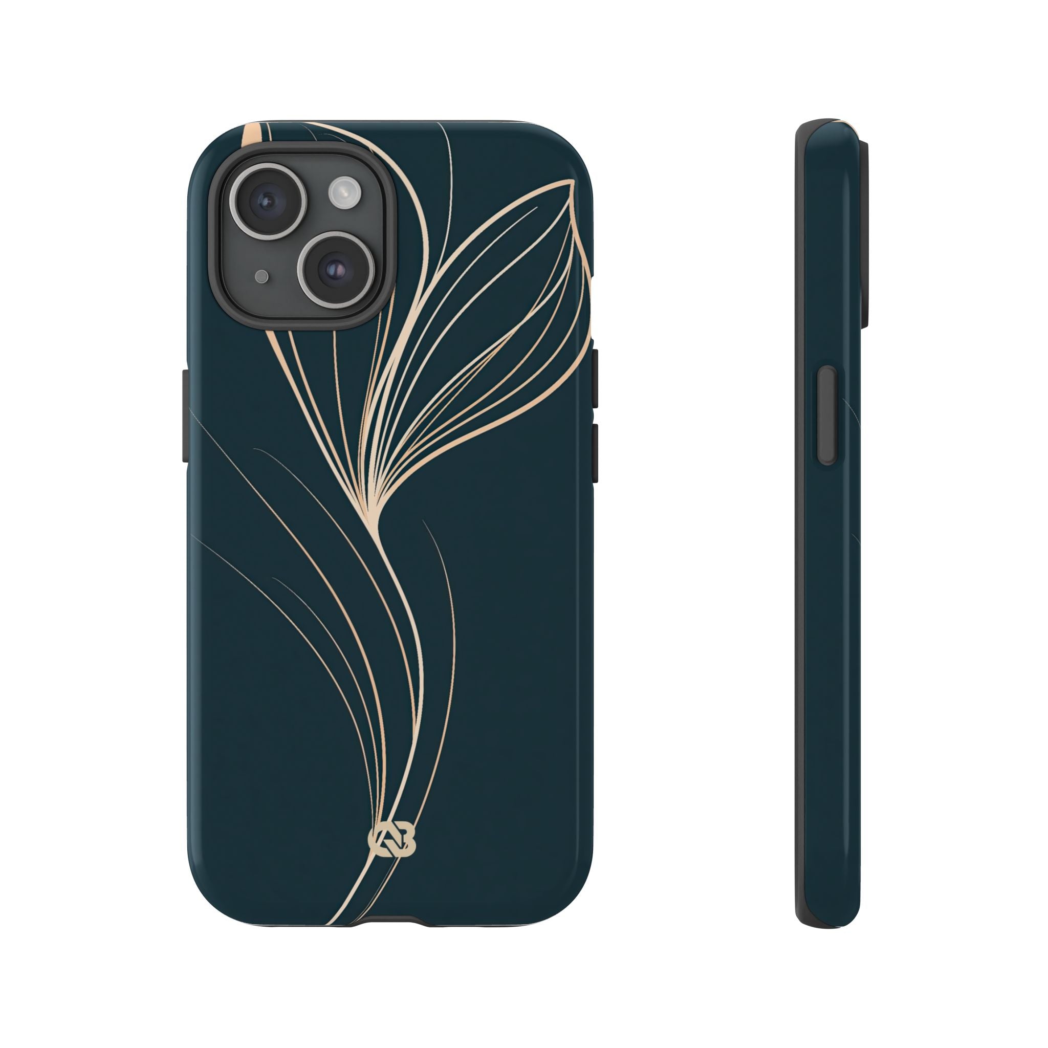Teal Tough Phone Case for iPhone - Sandstone Silk Flora