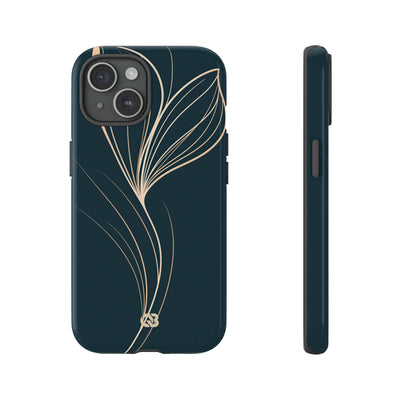 Teal Tough Phone Case for iPhone - Sandstone Silk Flora