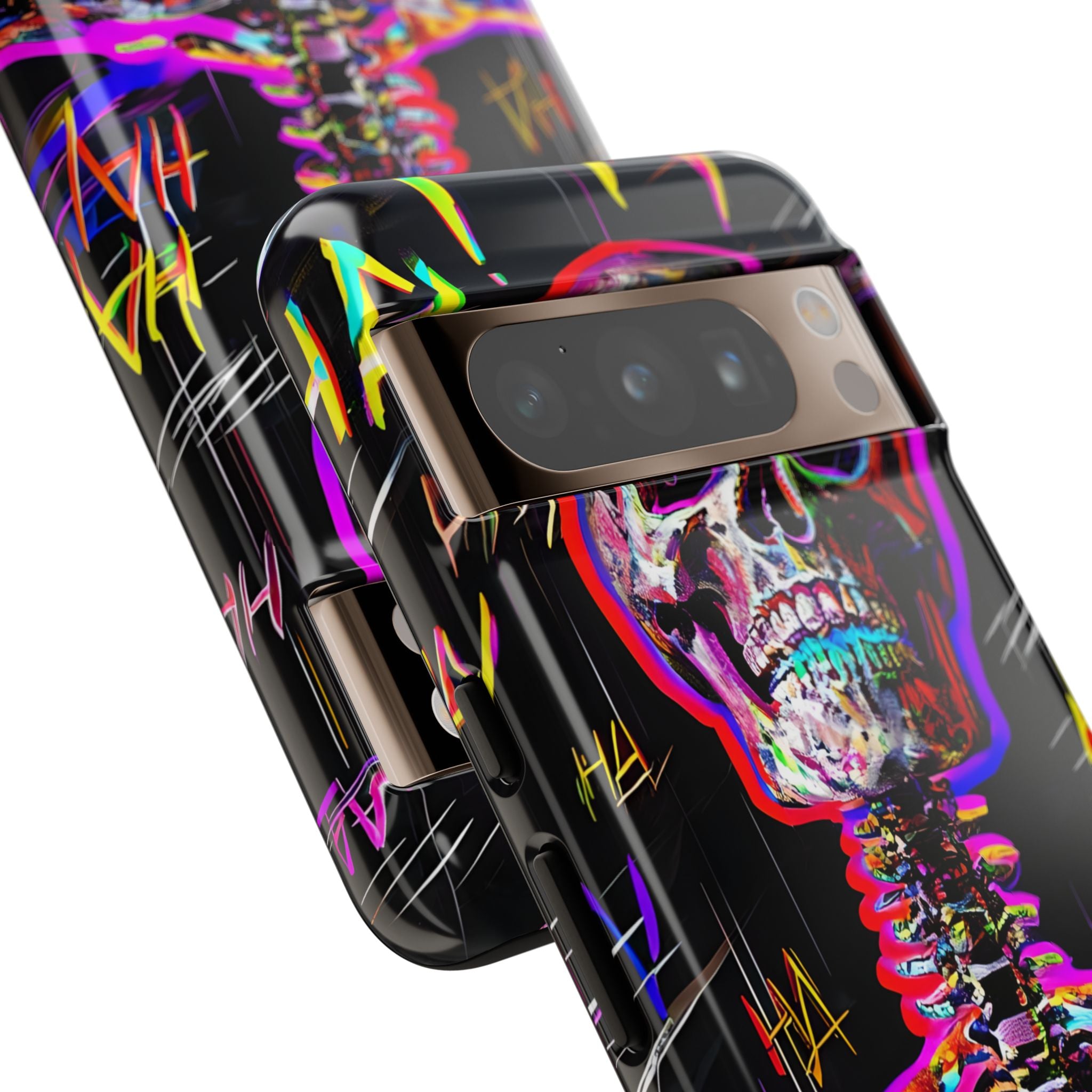 Neon Glitch Skeleton · Tough Handyhülle für Google Pixel