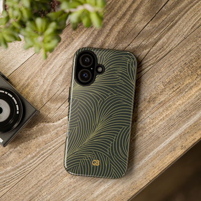 Green Tough Phone Case for iPhone - Dark Olive Plume
