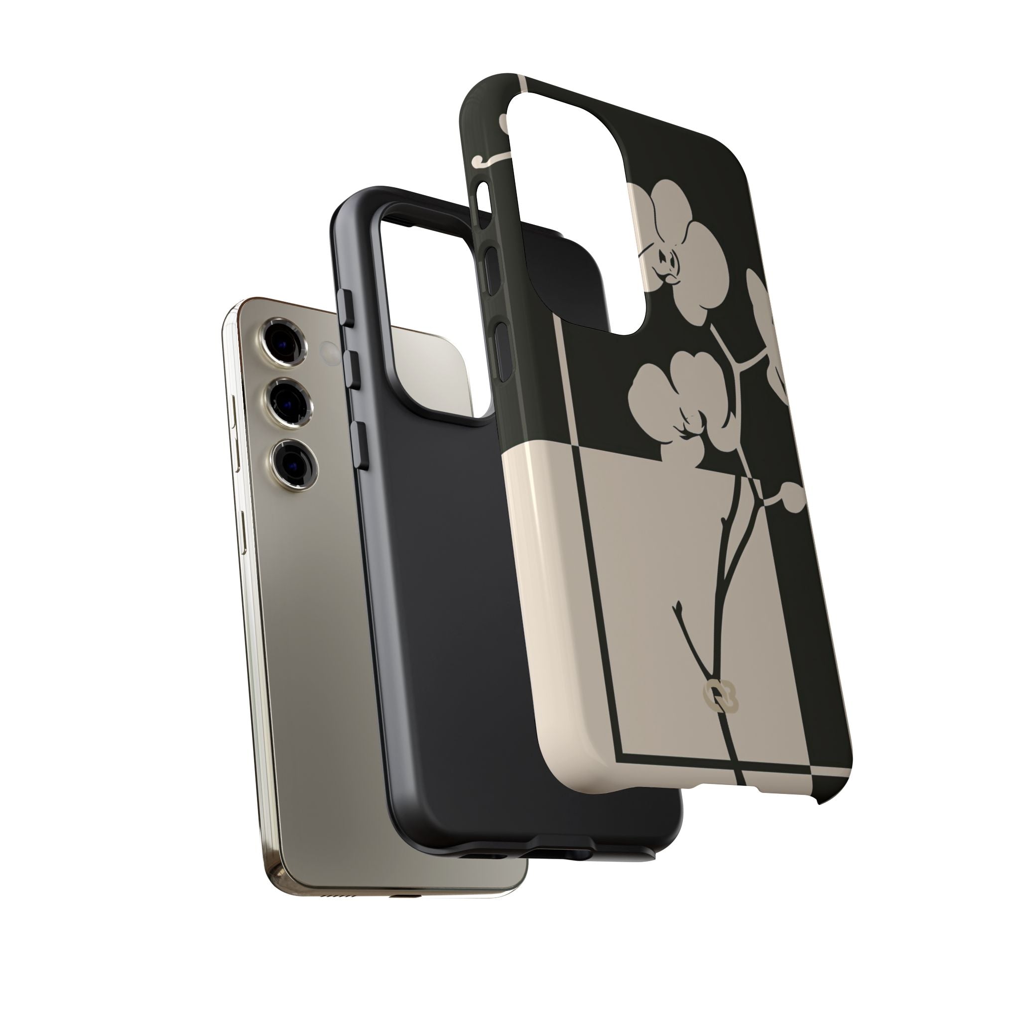 Beige Tough Phone Case for Samsung - Nocturnal Orchid Frame