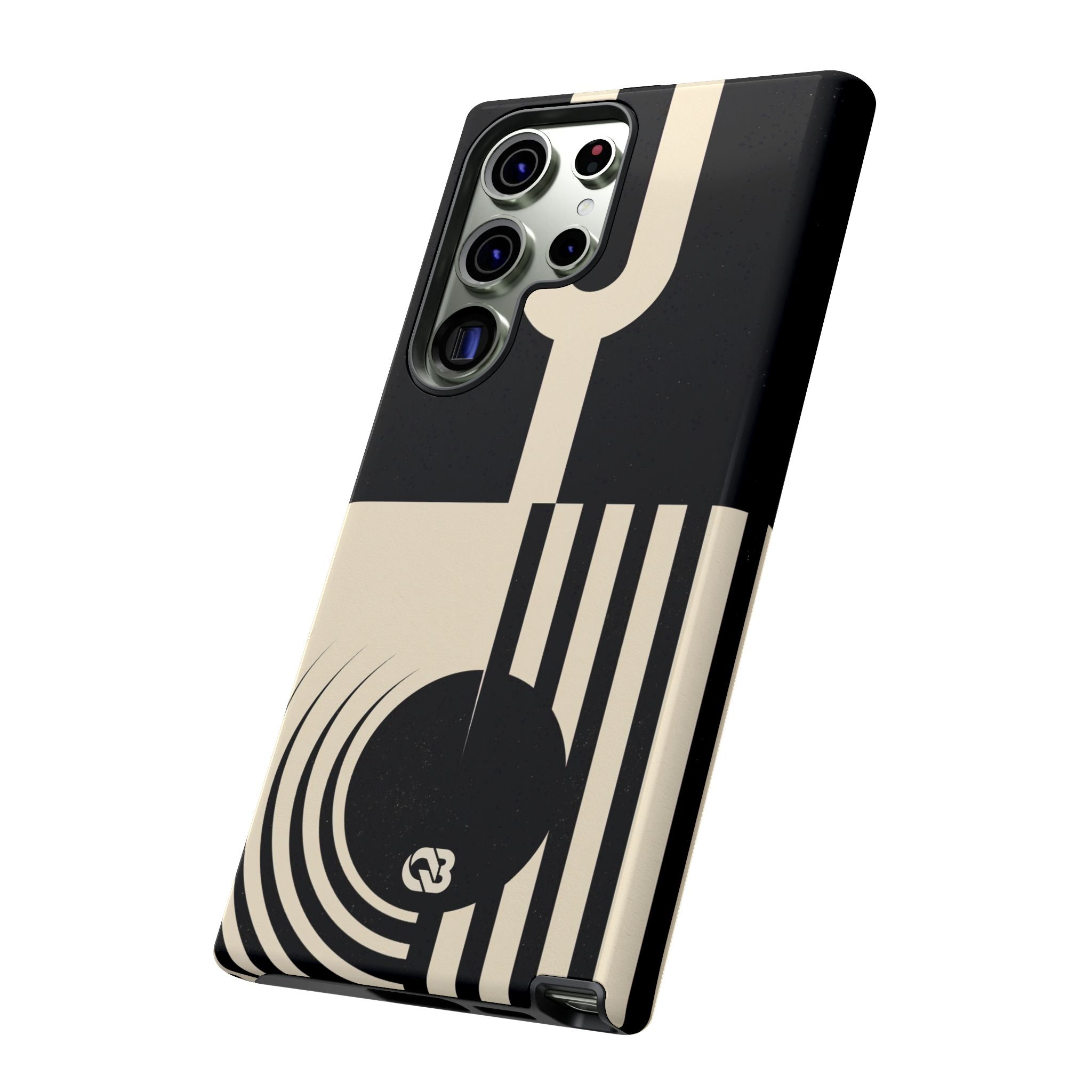 Black Tough Phone Case for Samsung - Ivory Signal Grid