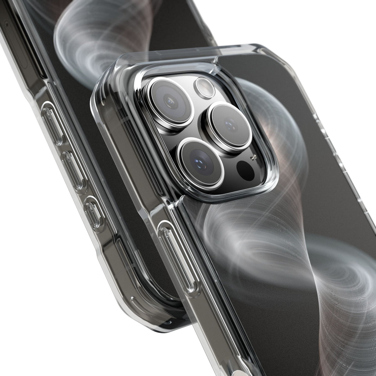 Luminous Vortex · Clear Impact Magnetic Phone Case for iPhone · Black