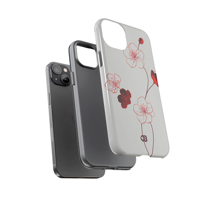 Red Tough Phone Case for iPhone - Kyoto Ember Bloom