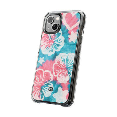 Tropical Hibiscus Bloom · Clear Impact Magnetic Phone Case for iPhone · Teal