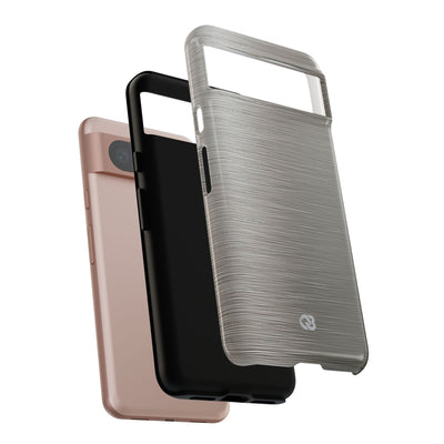 Grey Tough Phone Case for Google Pixel - Brushed Industrial Steel