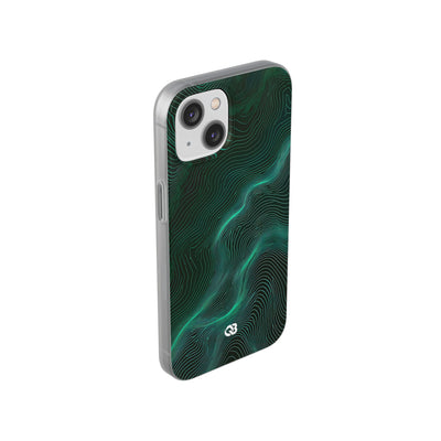 Teal Lite Phone Case for iPhone - Neon Jade Contour