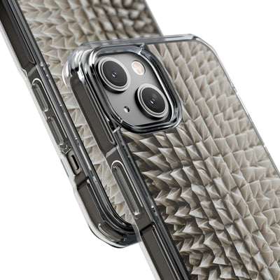 Beige Impact MagSafe Phone Case for iPhone - Bone Spiked Grid