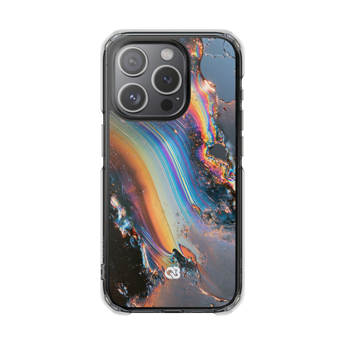 Prismatic Aura Flow · Clear Impact Magnetic Phone Case for iPhone · Blue