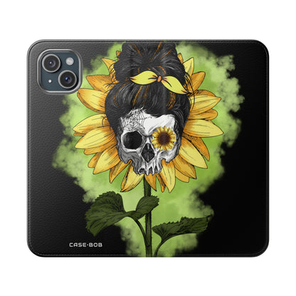 Skull Sunflower - iPhone 15 Plus Case - Wallet