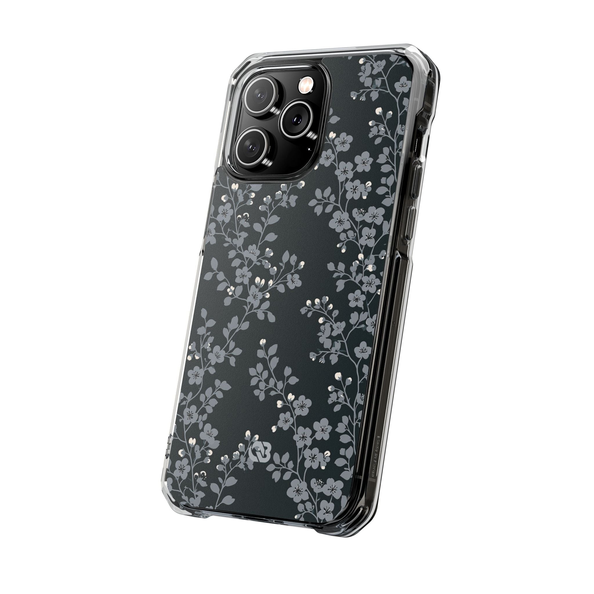 Black Impact MagSafe Phone Case for iPhone - Midnight Slate Blossom