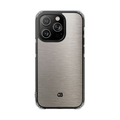 Grey Impact MagSafe Phone Case for iPhone - Brushed Nickel Linen