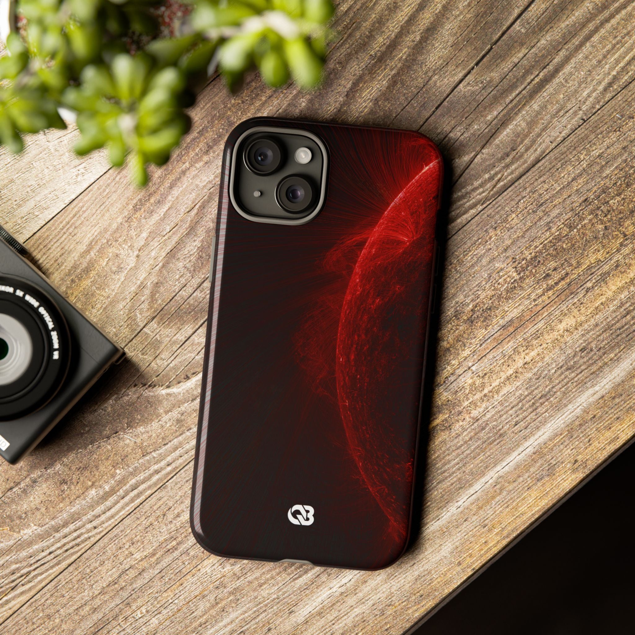 Red Tough Phone Case for iPhone - Solar Crimson Flare