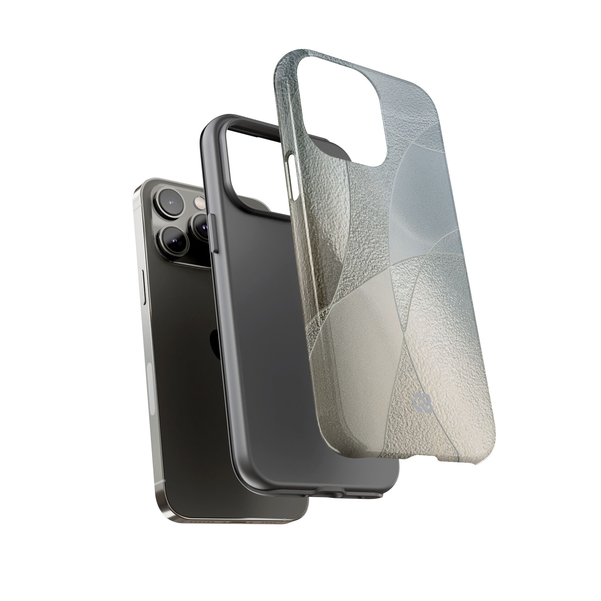 Silver Tough Phone Case for iPhone - Frosted Silver Mosaic