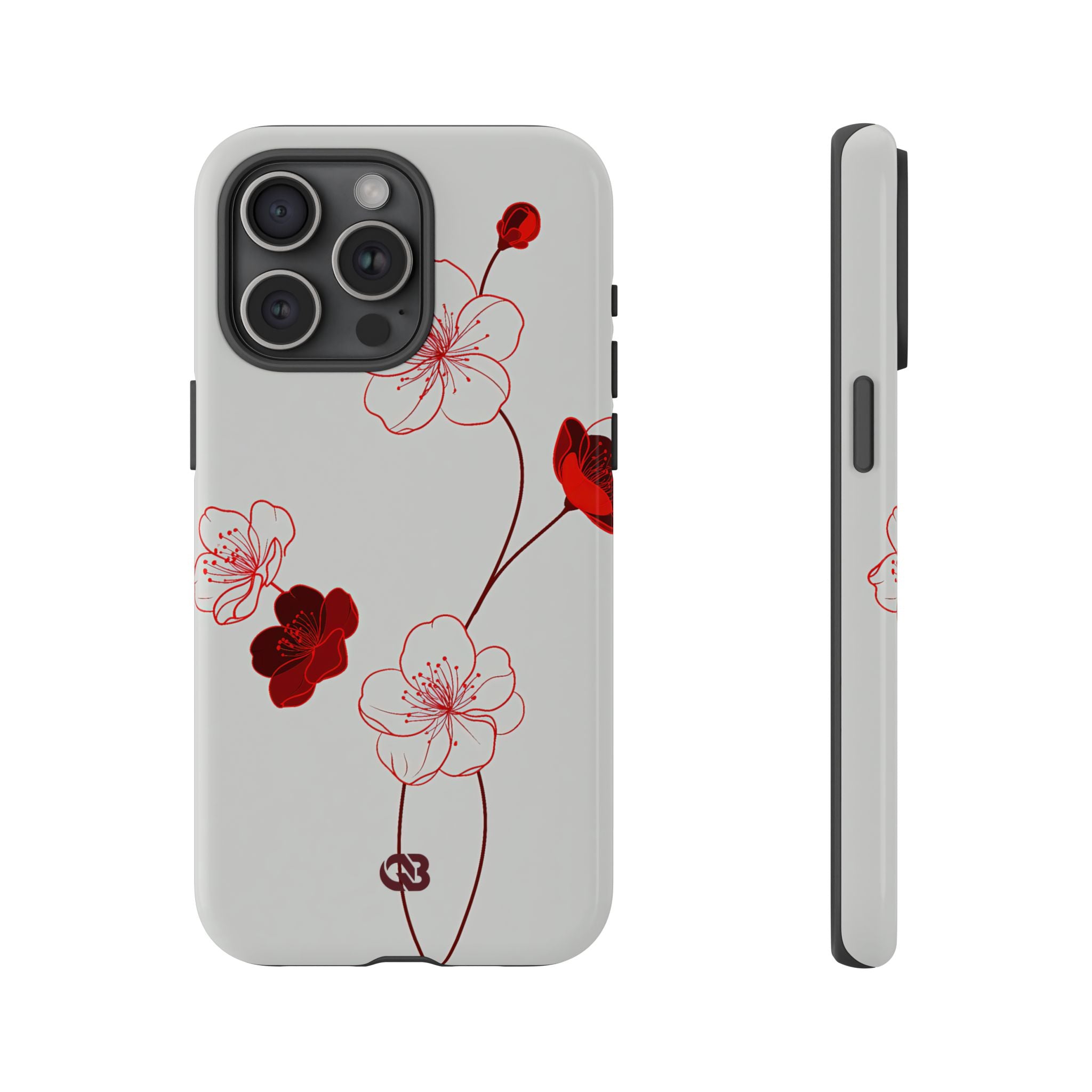 Red Tough Phone Case for iPhone - Kyoto Ember Bloom
