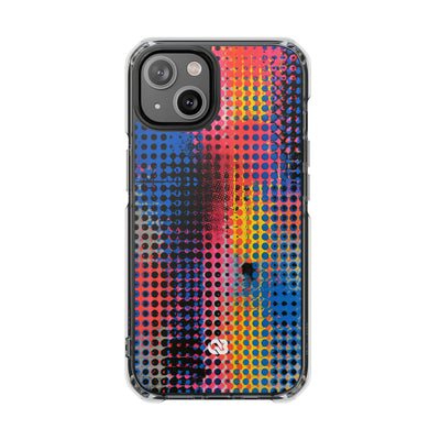 Chromatic Halftone Grid · Clear Impact Magnetic Phone Case for iPhone ·  Blue