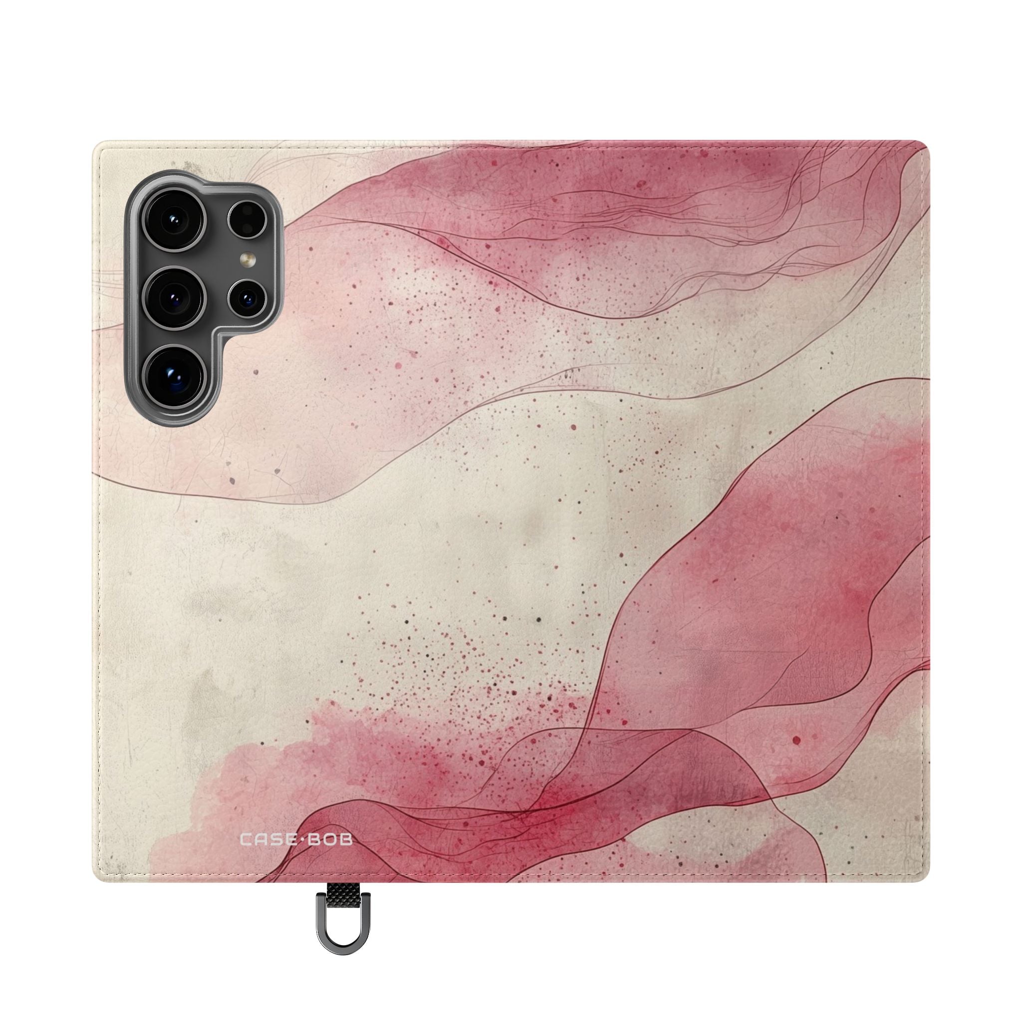 Crimson Ribbon Waves - Samsung S24 Ultra Case - Wallet