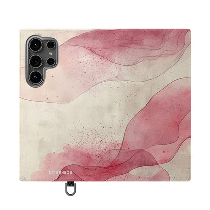 Crimson Ribbon Waves - Samsung S24 Ultra Case - Wallet