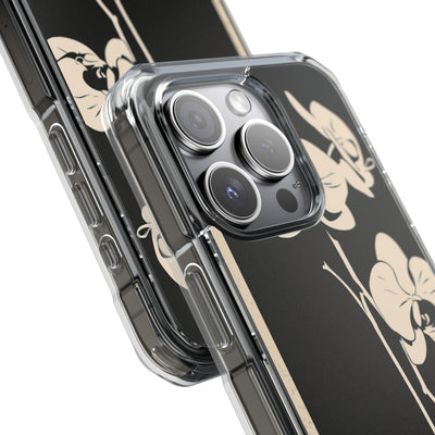 Black Impact MagSafe Phone Case for iPhone - Obsidian Bone Orchid