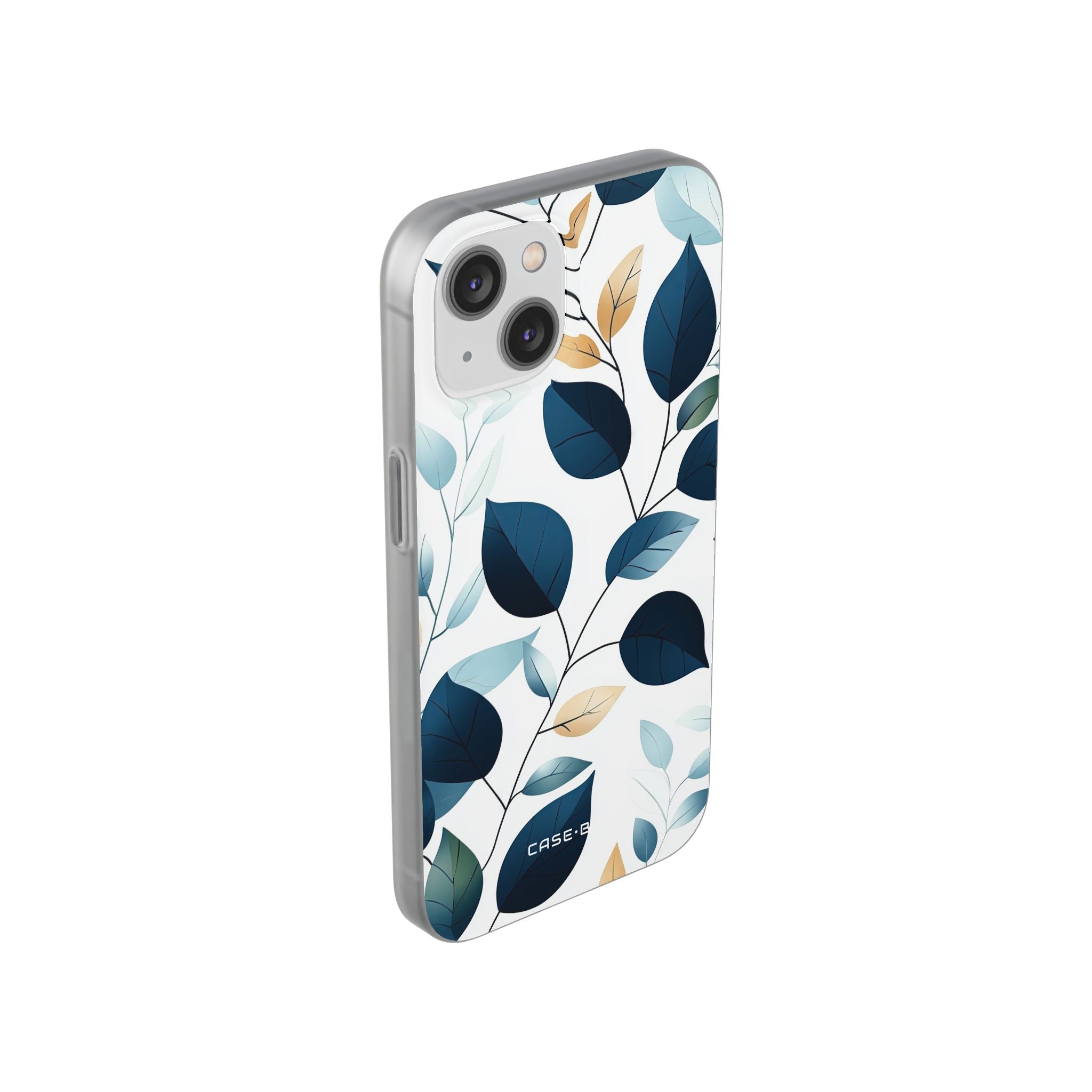 Navy Leaf Veins iPhone 14 Case - Soft