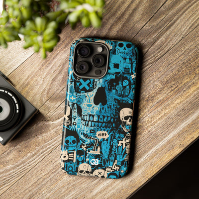 Electric Skull Graffiti · Tough Phone Case for iPhone · Blue