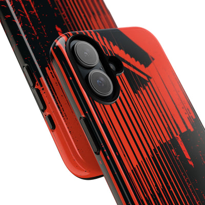 Red Tough Phone Case for iPhone - Crimson Brutalist Distortion
