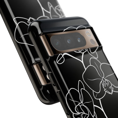 Black Tough Phone Case for Google Pixel - Noir Alabaster Orchid