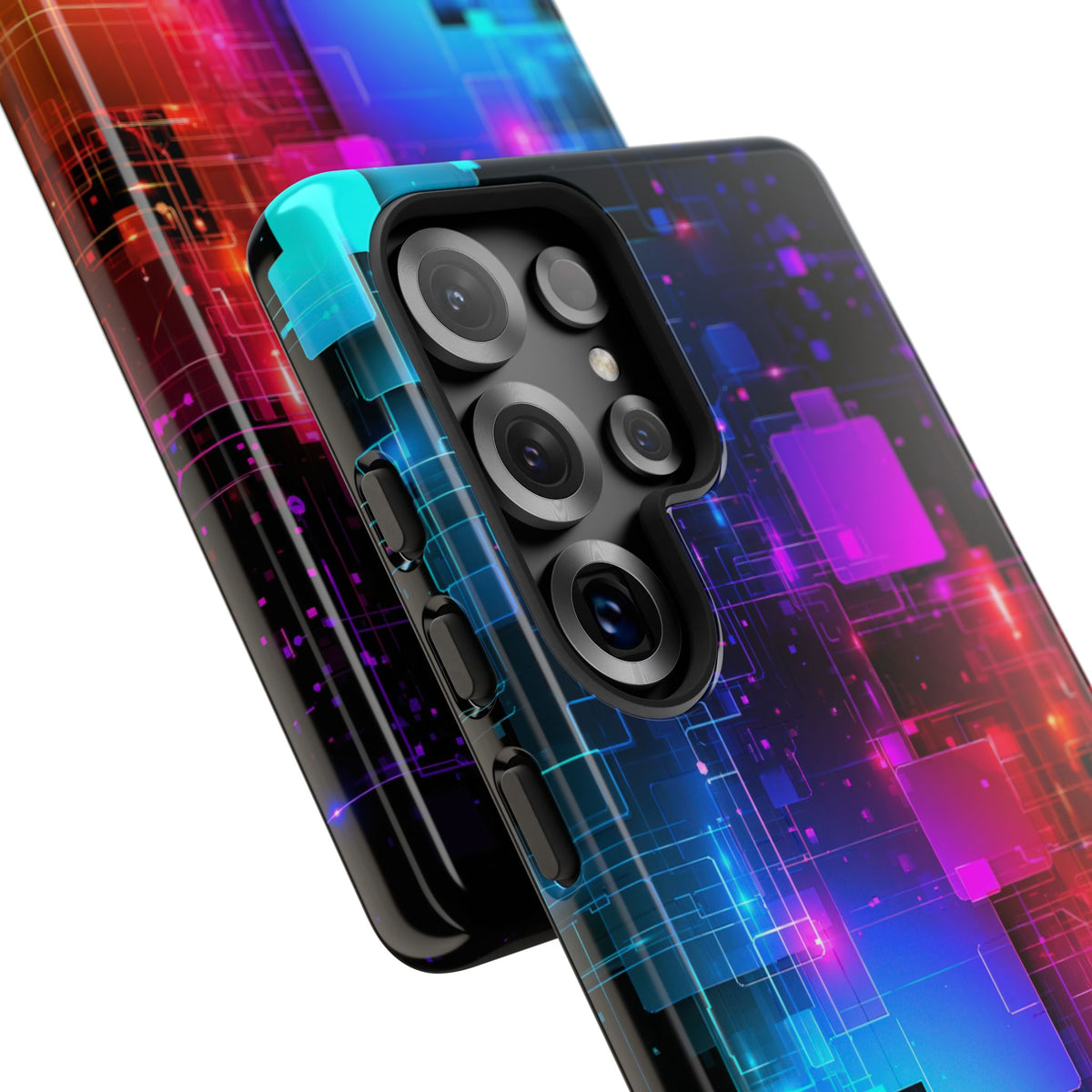 Spectral Circuit Grid · Tough Phone Case for Samsung · Black